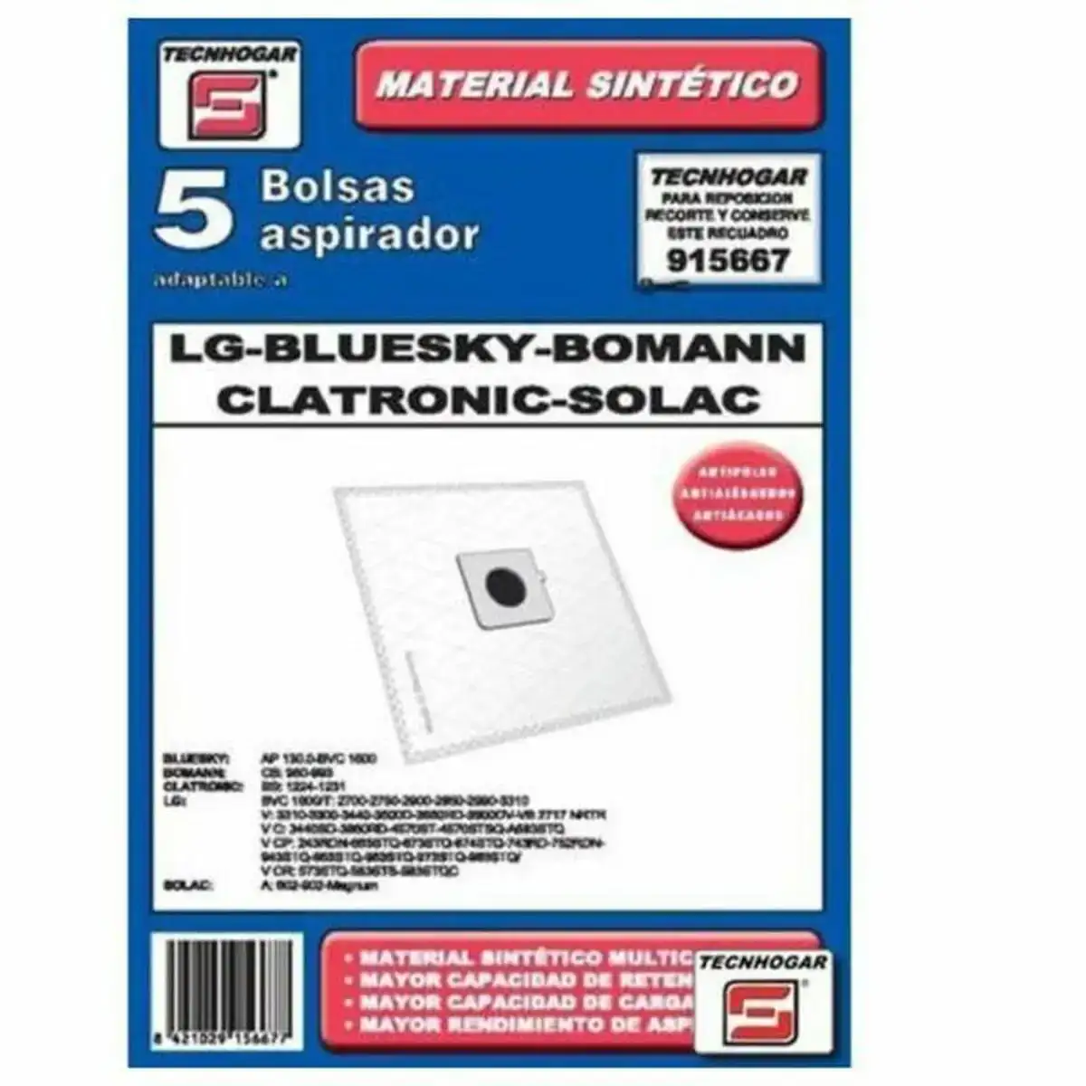 Sac de remplacement pour aspirateur tecnhogar 915667 5 uds_2616. DIAYTAR COTE D'IVOIRE - Où Chaque Produit a son Histoire. Découvrez notre gamme de produits, chacun portant en lui le récit de l'artisanat et de la passion, pour vous offrir une expérience de shopping authentique.