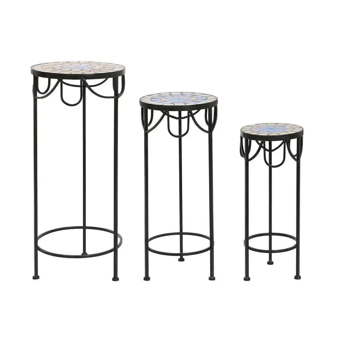 Set de 3 tables dkd home decor ce ramique bleue ferronnerie noire 30 x 30 x 69 cm 3 pie ces_4155. DIAYTAR COTE D'IVOIRE - Où Chaque Sélection est une Victoire. Découvrez notre boutique en ligne et trouvez des articles qui vous rendent la vie plus belle, un choix à la fois.
