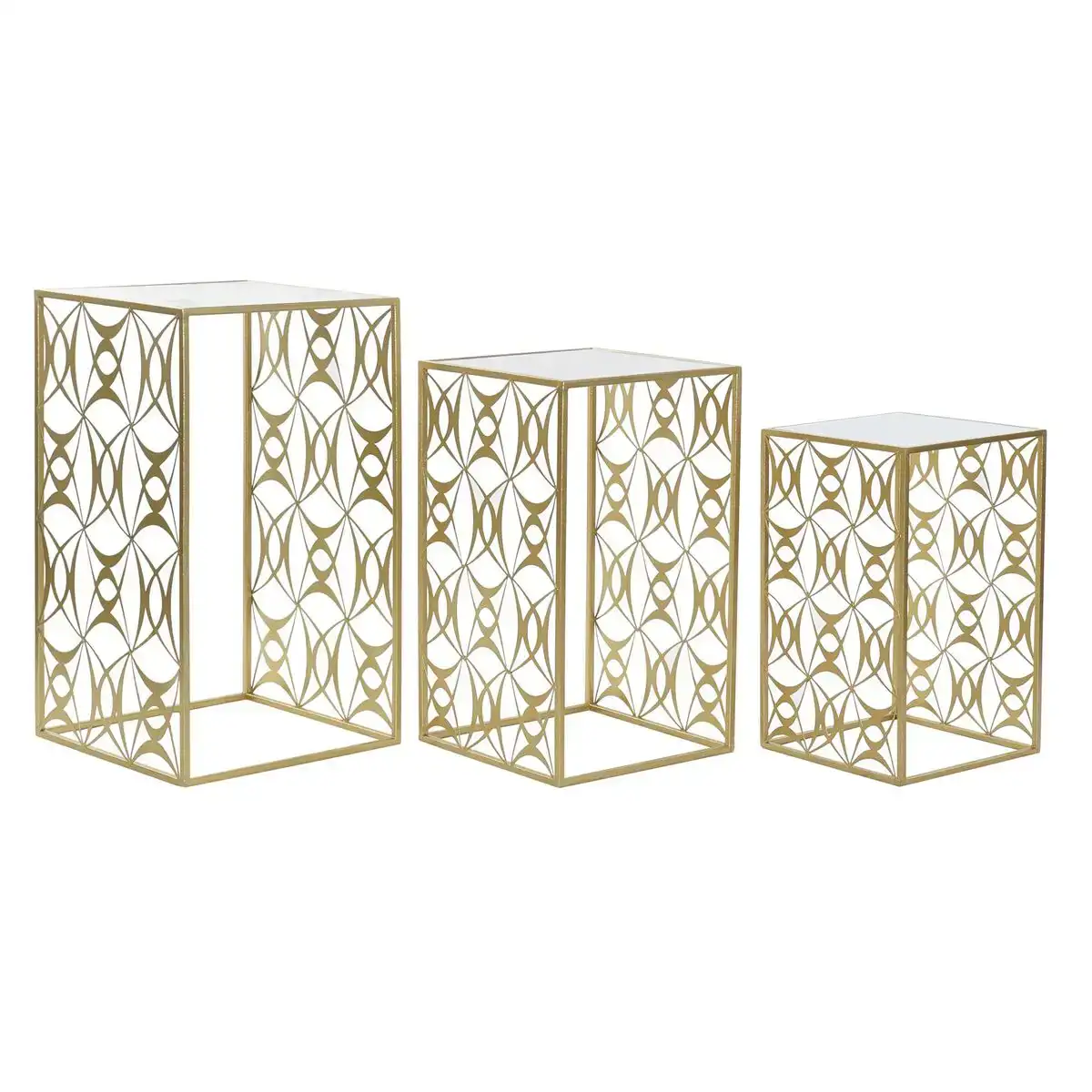 Set de 3 tables dkd home decor miroir me tal dore 40 x 40 x 70 cm 3 pie ces_5321. DIAYTAR COTE D'IVOIRE - Votre Destinée Shopping Personnalisée. Plongez dans notre boutique en ligne et créez votre propre expérience de shopping en choisissant parmi nos produits variés.