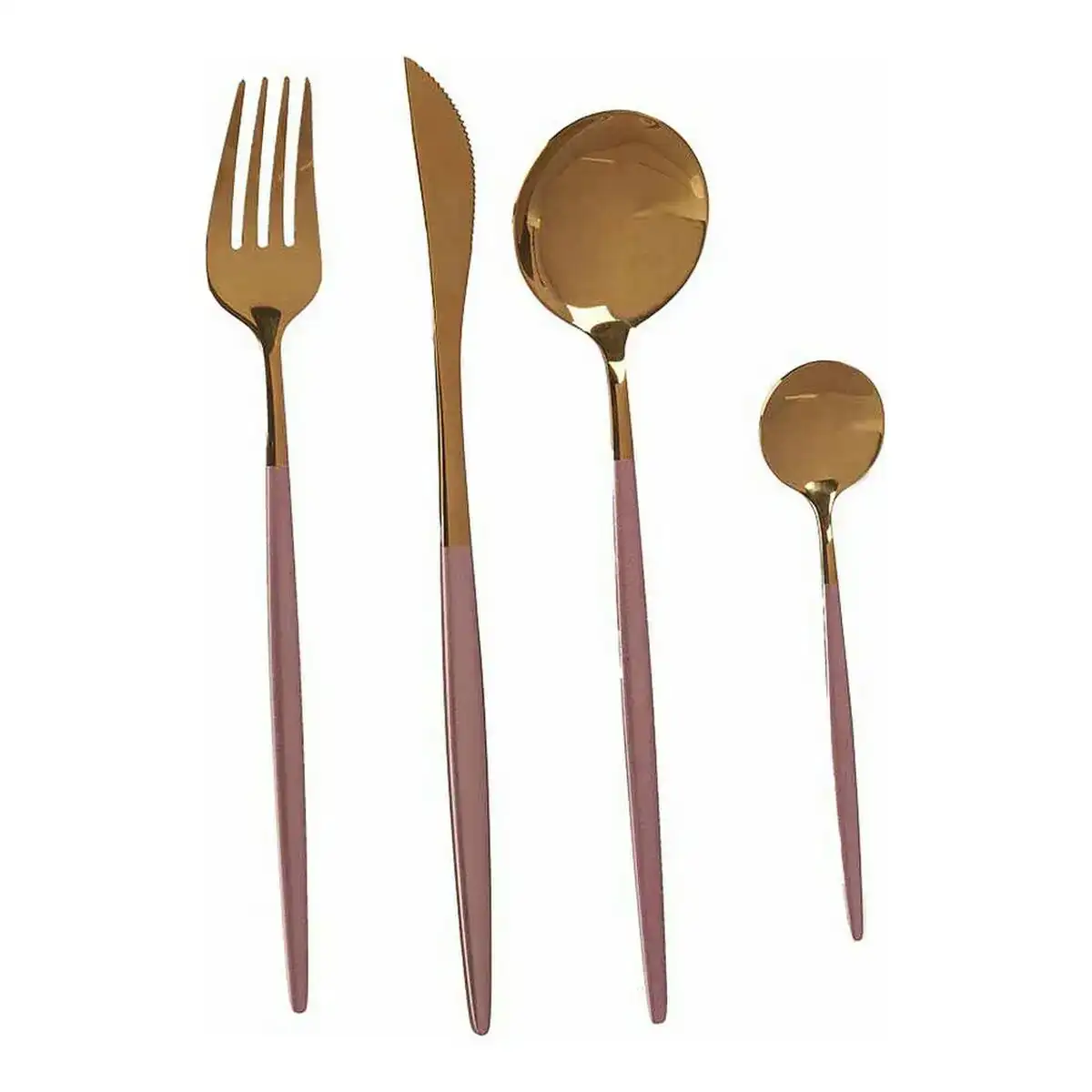 Set de couverts rose dore inox 8 pcs_1082. Bienvenue sur DIAYTAR COTE D'IVOIRE - Là où Chaque Objet a une Âme. Plongez dans notre catalogue et trouvez des articles qui portent l'essence de l'artisanat et de la passion.