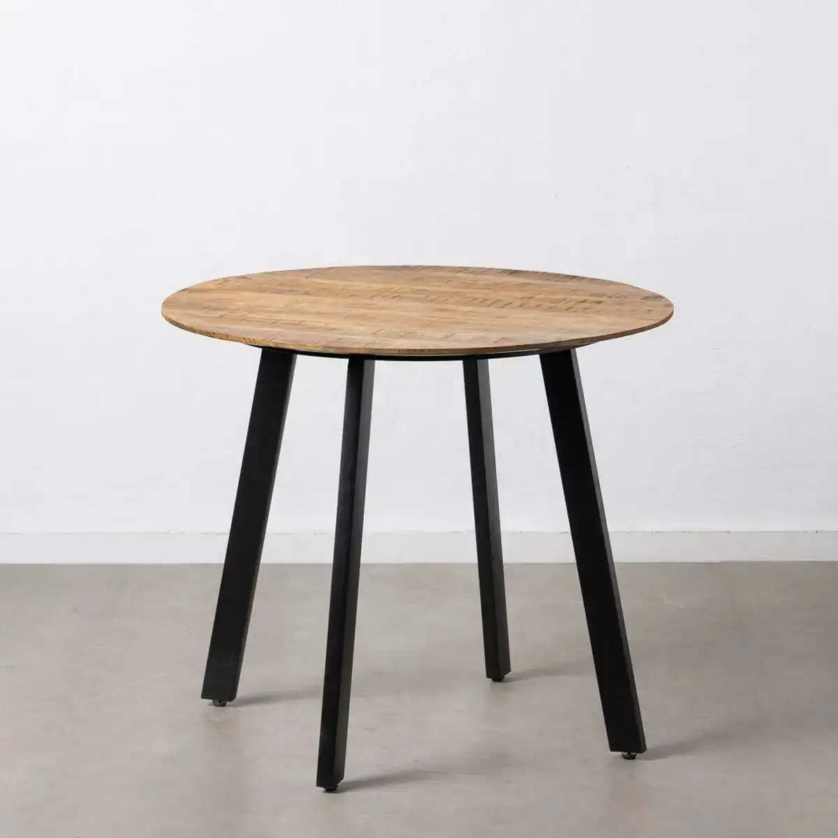 Table a manger 90 x 90 x 77 cm fer bois noir naturel_2768. DIAYTAR COTE D'IVOIRE - Votre Destination Shopping Exquise. Explorez notre boutique en ligne et découvrez des trésors qui ajoutent une touche de sophistication à votre style et à votre espace.
