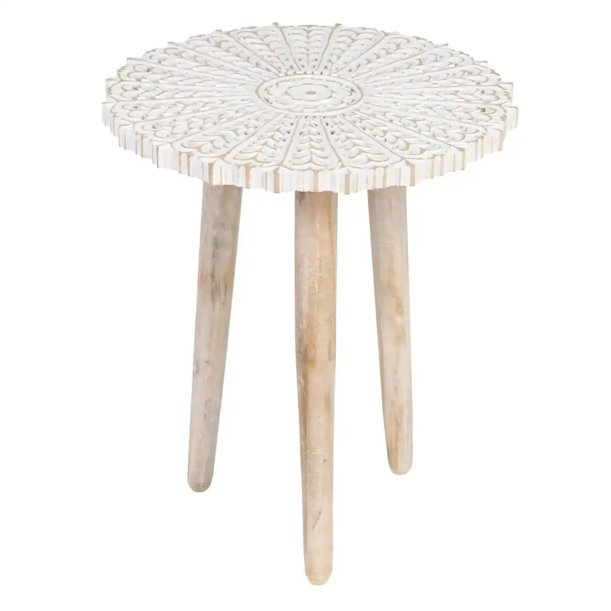 Table d appoint 45 x 45 x 53 cm bois de manguier blanc_5690. DIAYTAR COTE D'IVOIRE - Là où l'Élégance Devient un Mode de Vie. Naviguez à travers notre gamme et choisissez des produits qui apportent une touche raffinée à votre quotidien.