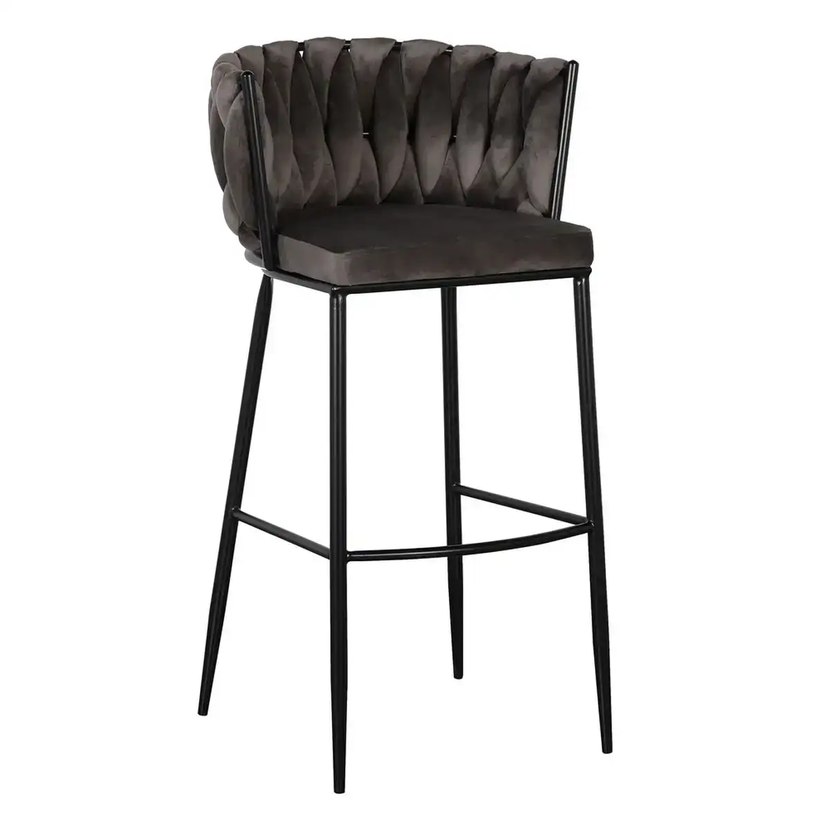 Tabouret 57 x 57 x 104 cm tissu synthe tique noir gris me tal_1986. DIAYTAR COTE D'IVOIRE - Votre Destination Shopping Exquise. Explorez notre boutique en ligne et découvrez des trésors qui ajoutent une touche de sophistication à votre style et à votre espace.