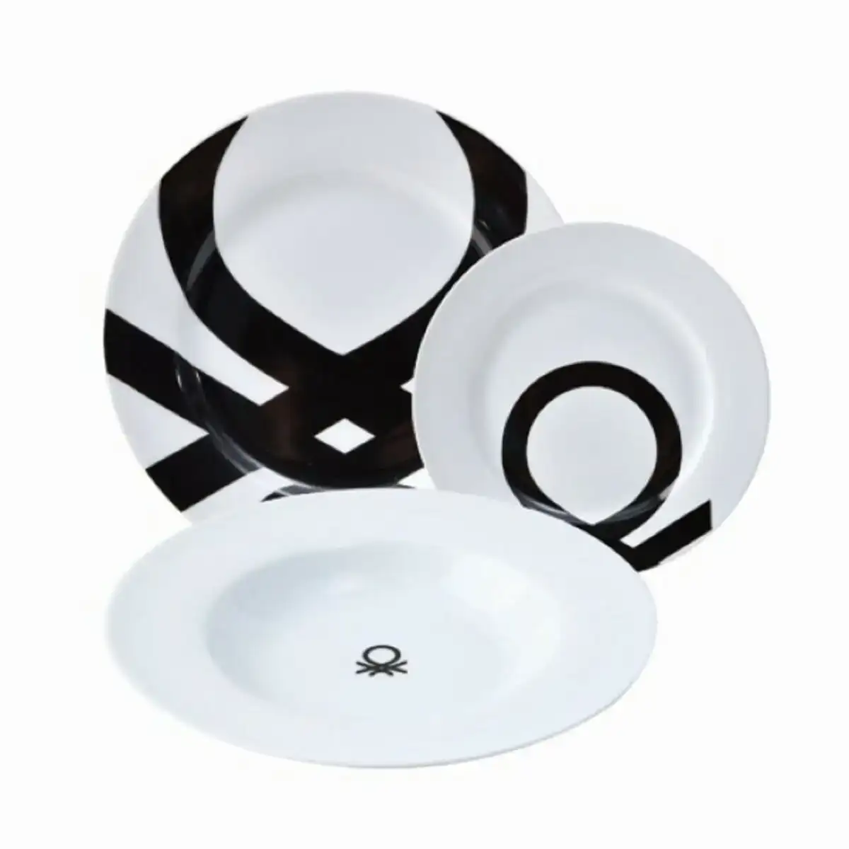 Vaisselle benetton noir blanc porcelaine 18 pcs_7635. DIAYTAR COTE D'IVOIRE - Où la Qualité et la Diversité Fusionnent. Explorez notre boutique en ligne pour découvrir une gamme variée de produits qui incarnent l'excellence et l'authenticité.