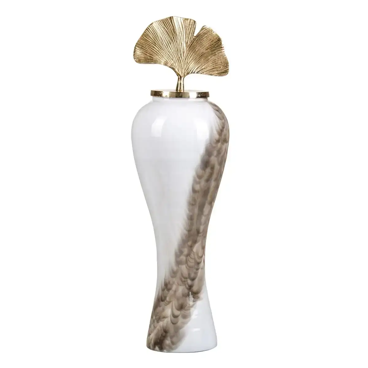 Vase 25 x 25 x 84 cm cristal me tal dore blanc_6399. DIAYTAR COTE D'IVOIRE - Votre Portail Vers l'Exclusivité. Explorez notre boutique en ligne pour trouver des produits uniques et exclusifs, conçus pour les amateurs de qualité.