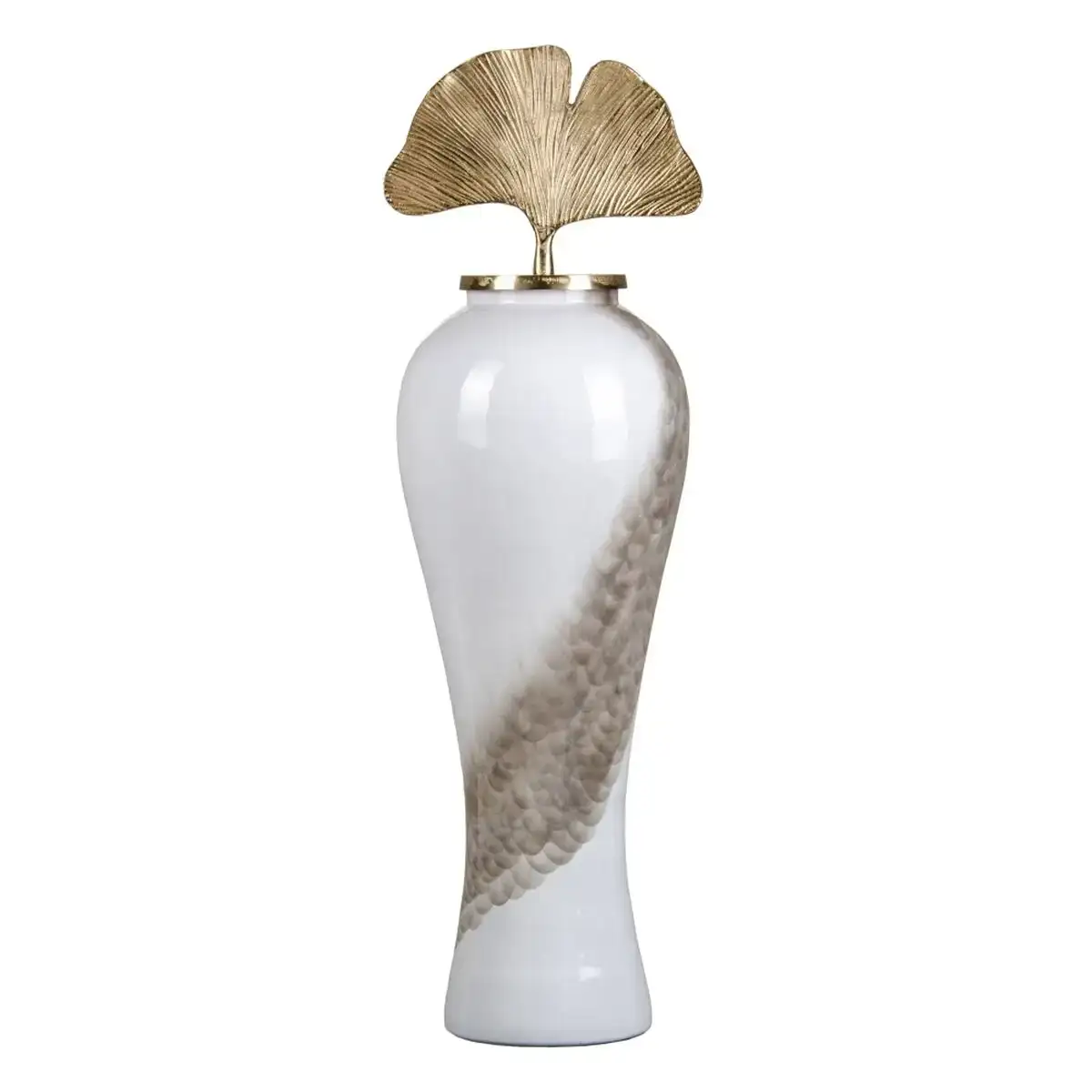 Vase 29 x 29 x 102 cm cristal me tal dore blanc_2973. DIAYTAR COTE D'IVOIRE - L'Art de Vivre le Shopping Authentique. Découvrez notre boutique en ligne et trouvez des produits qui incarnent la passion et le savoir-faire du Côte d'Ivoire.