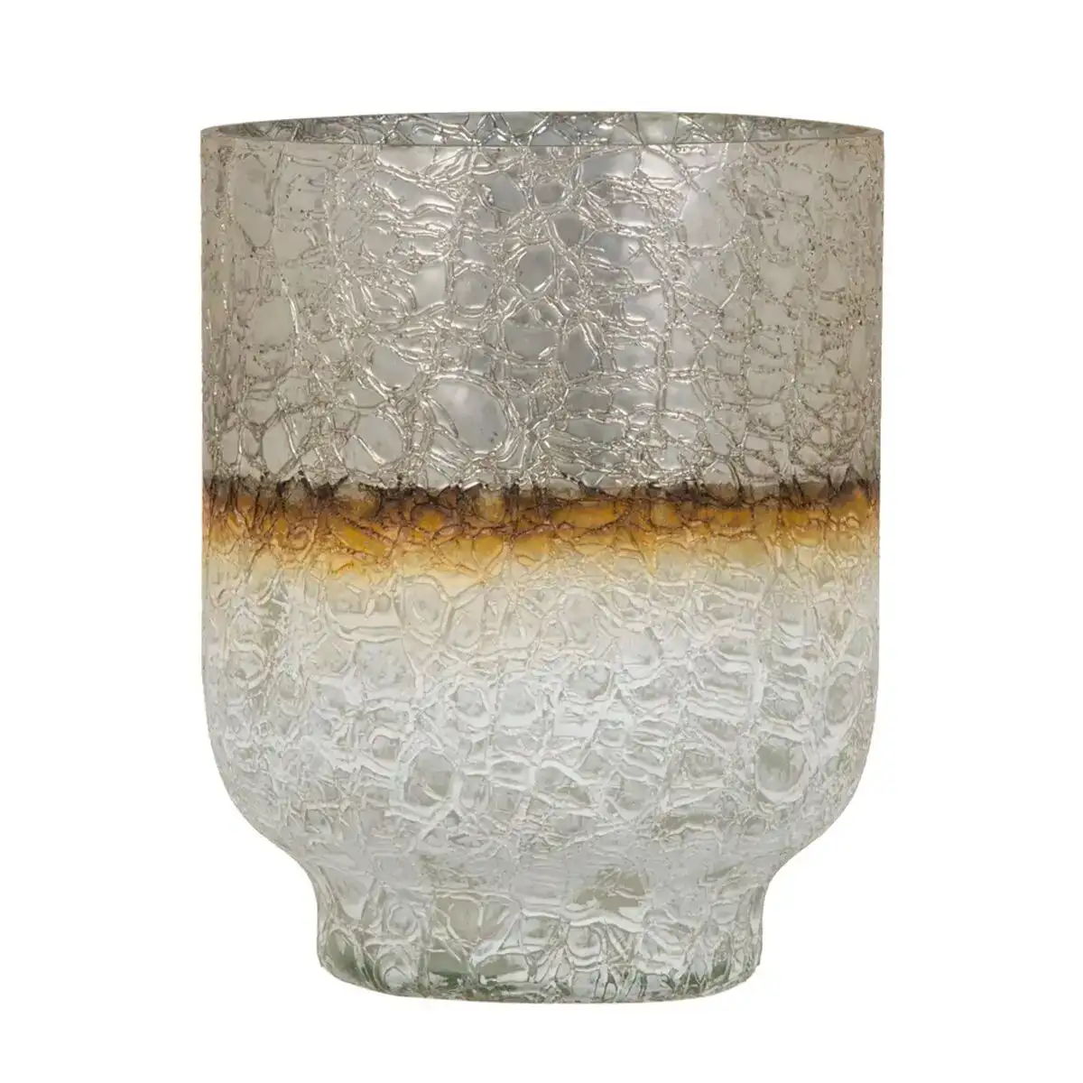 Vase cristal dore blanc 15 x 15 x 19 cm_6146. DIAYTAR COTE D'IVOIRE - Là où la Diversité Rencontre la Qualité. Parcourez notre gamme complète et trouvez des produits qui incarnent la richesse et l'unicité du Côte d'Ivoire.