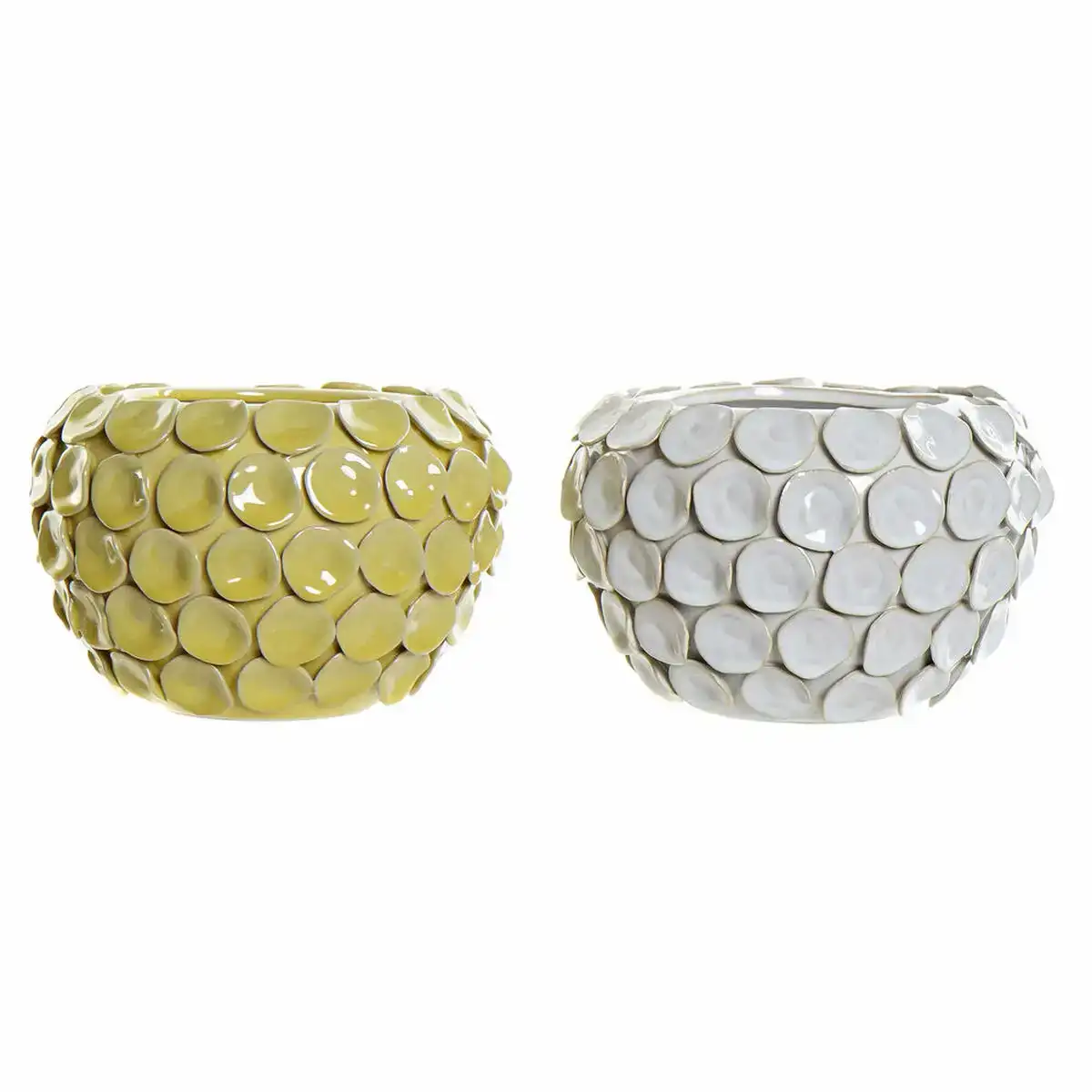 Vase dkd home decor 24 5 x 24 5 x 17 cm gre s blanc moderne avec relief moutarde 2 unite s_3793. DIAYTAR COTE D'IVOIRE - Votre Compagnon Shopping, Votre Style Unique. Explorez notre boutique en ligne pour dénicher des trésors qui expriment qui vous êtes, de la mode à la maison.