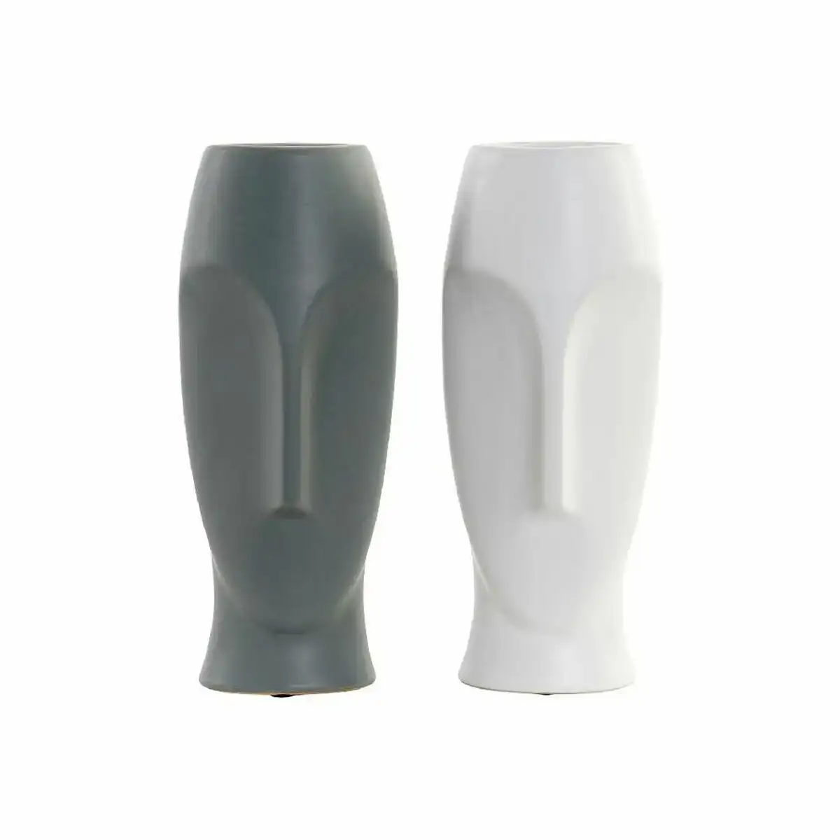 Vase dkd home decor face ce ramique gris blanc 13 x 13 x 34 cm 2 unite s_1956. DIAYTAR COTE D'IVOIRE - Où Choisir est une Célébration de l'Artisanat. Explorez notre boutique en ligne et choisissez des articles qui incarnent l'art et le savoir-faire du Côte d'Ivoire.