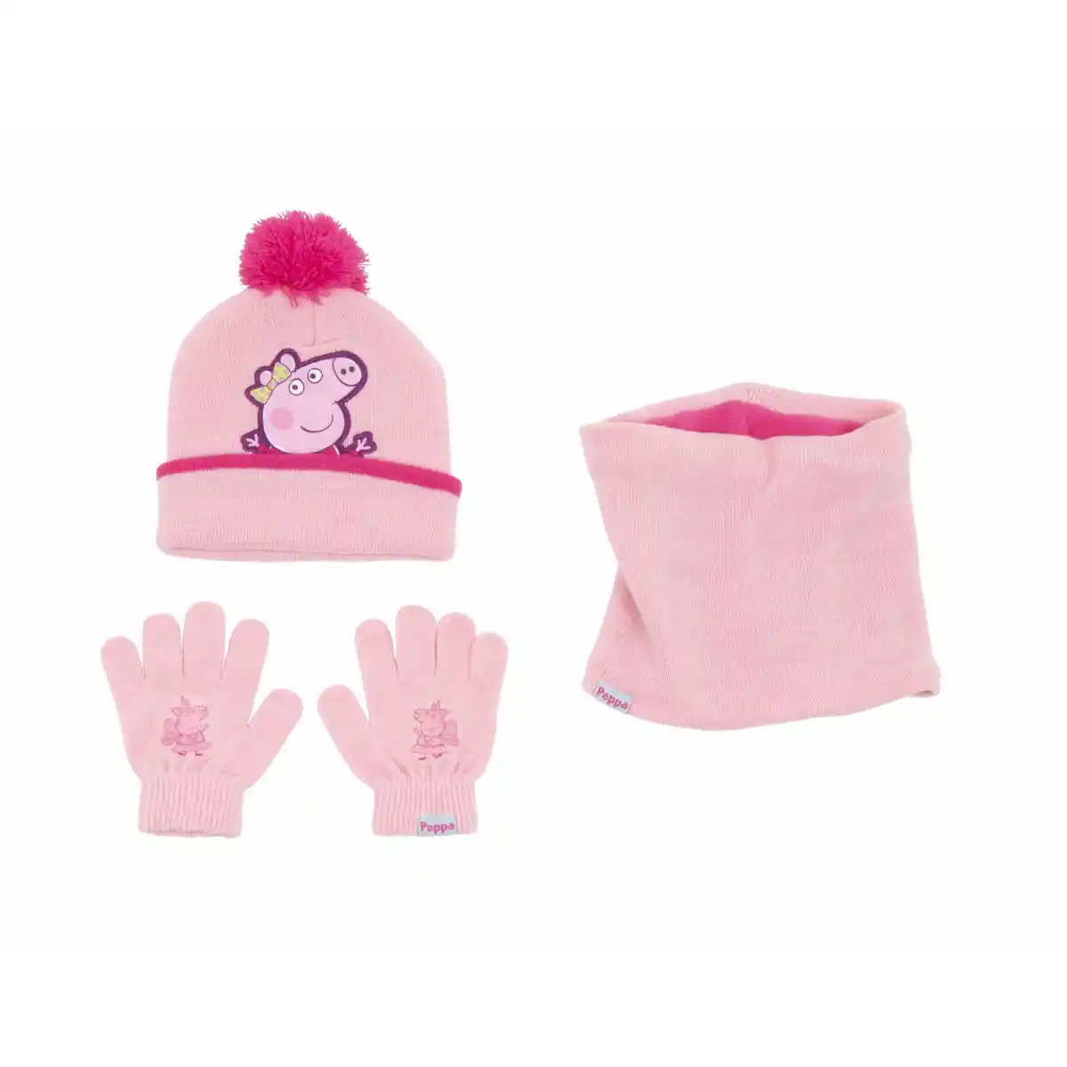Bonnet, Gants et Cache-Cou Peppa Pig Cosy corner Rose. SUPERDISCOUNT FRANCE