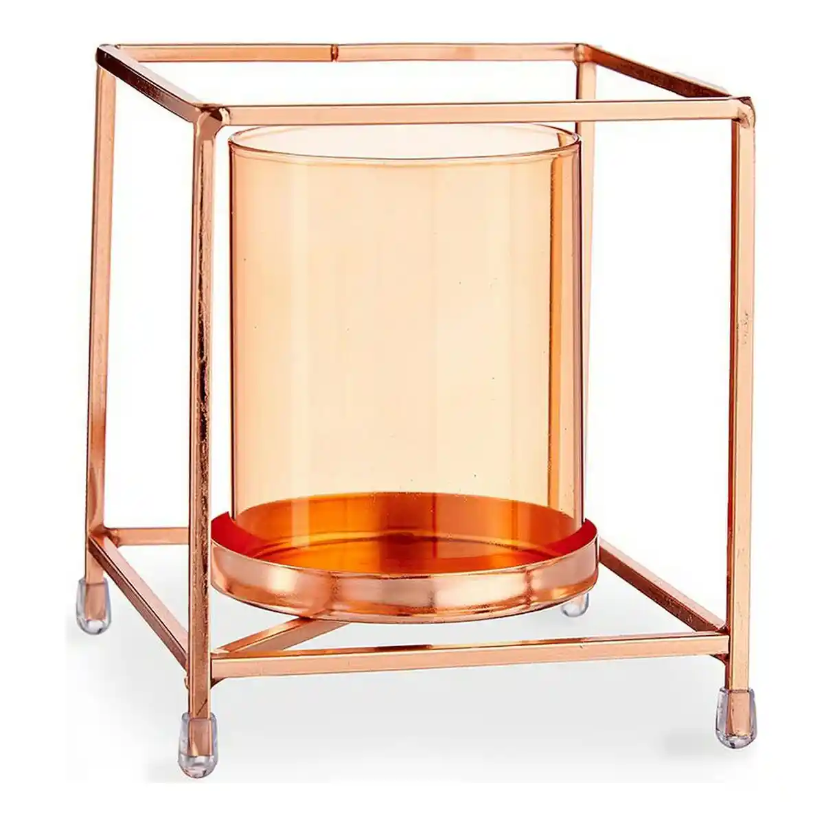 Bougeoir carre cuivre metal ambre verre 11 5 x 12 6 x 11 5 cm _7285. DIAYTAR COTE D'IVOIRE - Où Chaque Sélection est une Victoire. Découvrez notre boutique en ligne et trouvez des articles qui vous rendent la vie plus belle, un choix à la fois.