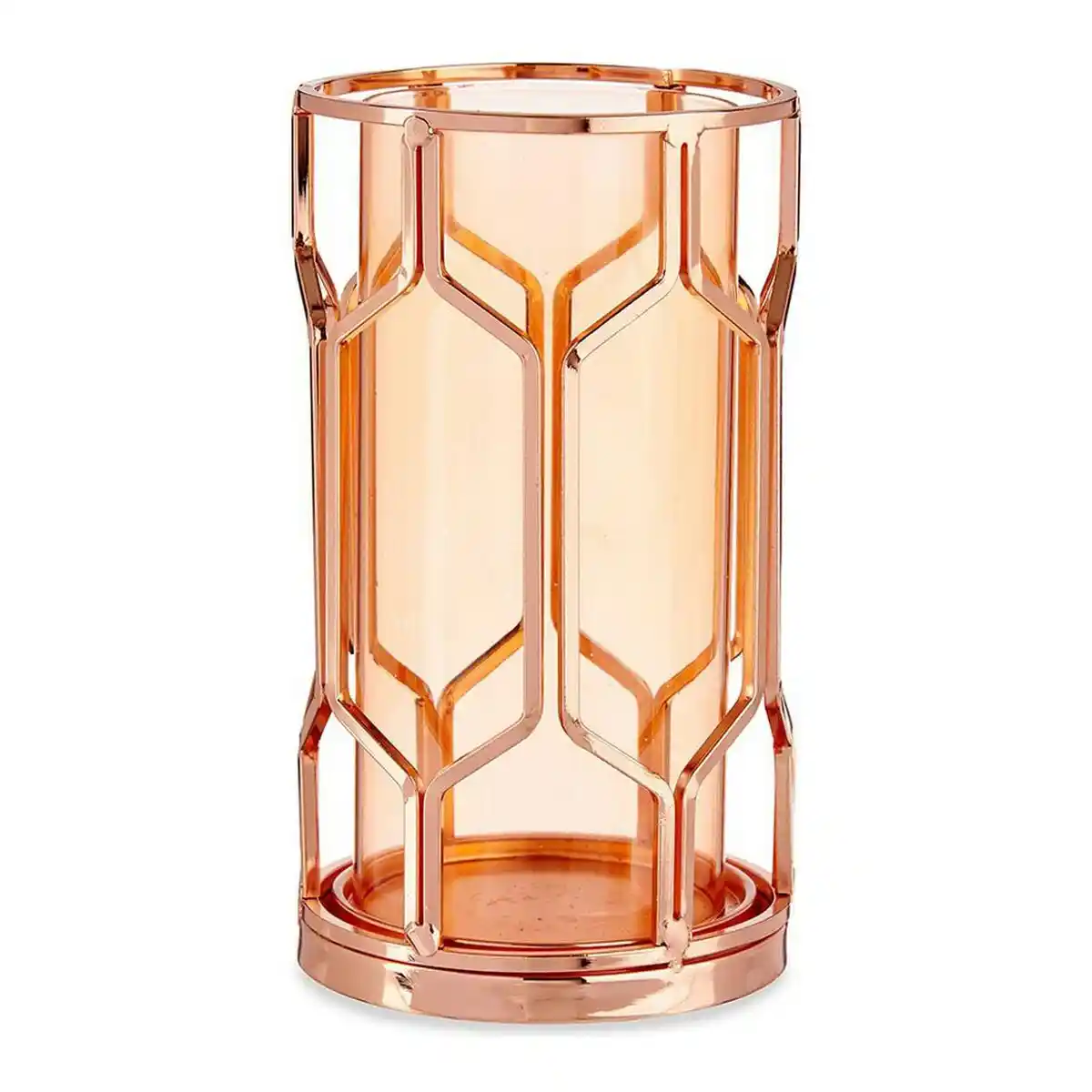 Bougeoir cuivre metal ambre verre 11 5 x 19 5 x 11 5 cm _1630. Entrez dans l'Univers de DIAYTAR COTE D'IVOIRE - Où Chaque Produit a son Histoire. Explorez notre catalogue et découvrez des trésors qui racontent la riche culture du Côte d'Ivoire.