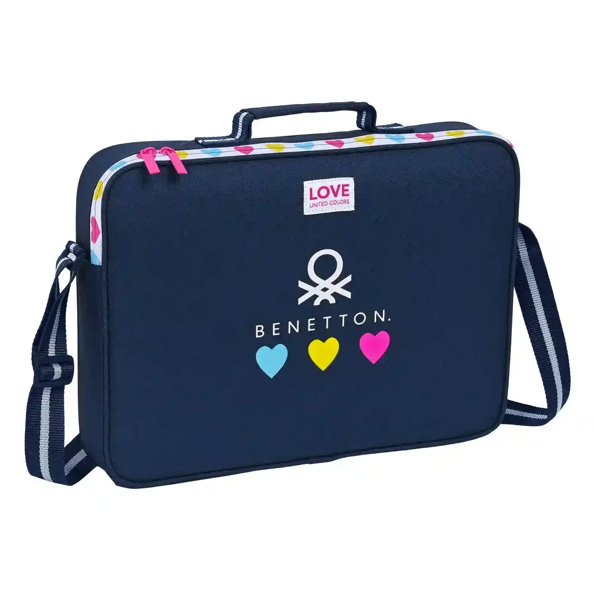 Cartable Benetton Love Bleu Marine (38 x 28 x 6 cm). SUPERDISCOUNT FRANCE