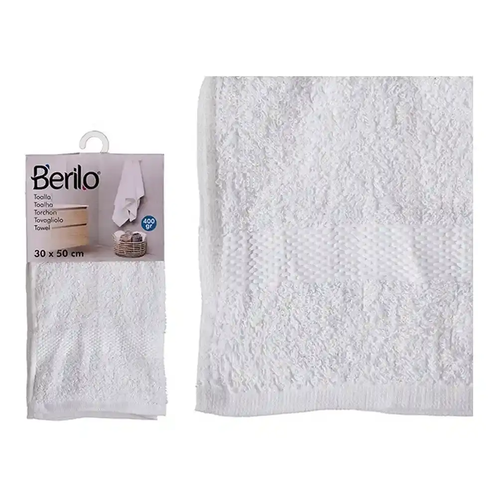 Drap de bain Polyester Coton Blanc. SUPERDISCOUNT FRANCE