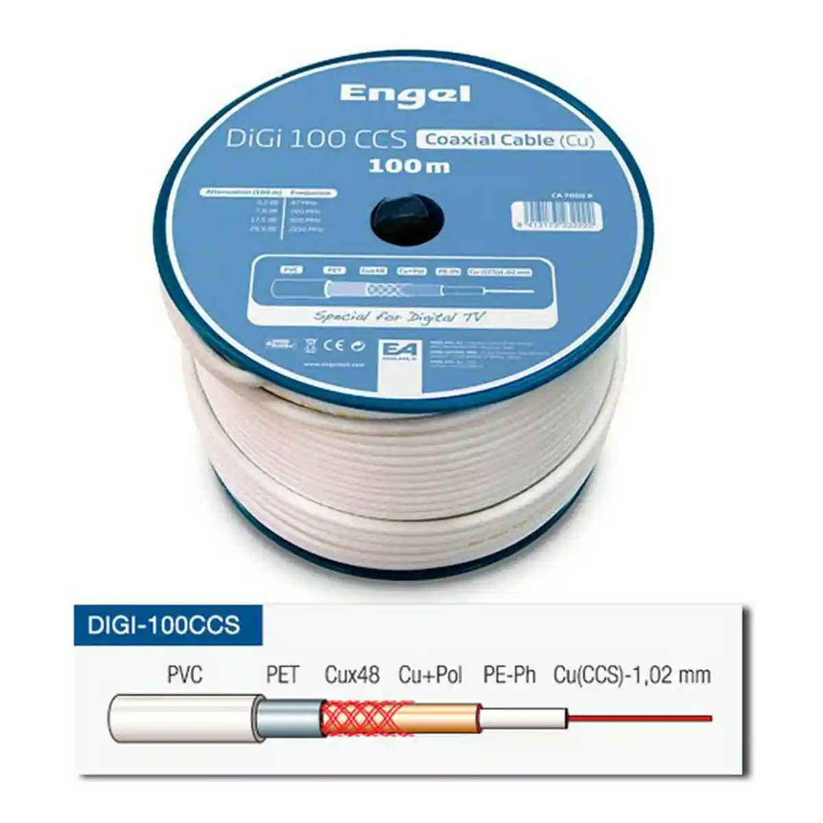 Câble coaxial d'antenne TV Engel. SUPERDISCOUNT FRANCE