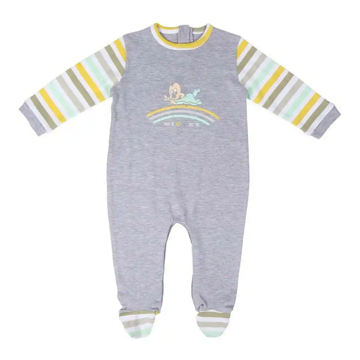 Barboteuse à manches longues pour bébé Mickey Mouse Gris. SUPERDISCOUNT FRANCE