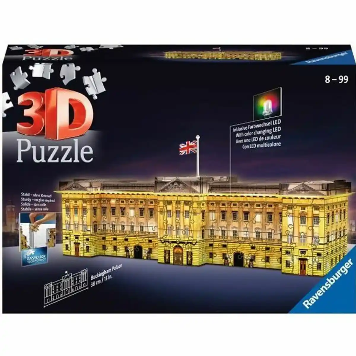 Puzzle 3D Ravensburger Palais de Buckingham Illuminé 216 Pièces. SUPERDISCOUNT FRANCE