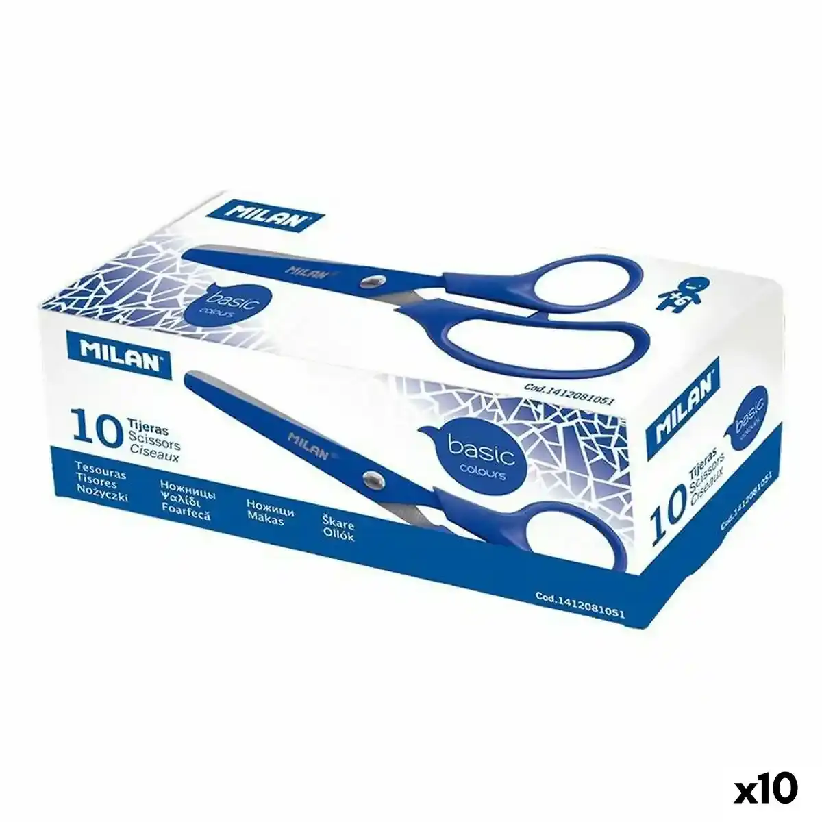Ciseaux Milan Bleu Inox (10Unités). SUPERDISCOUNT FRANCE