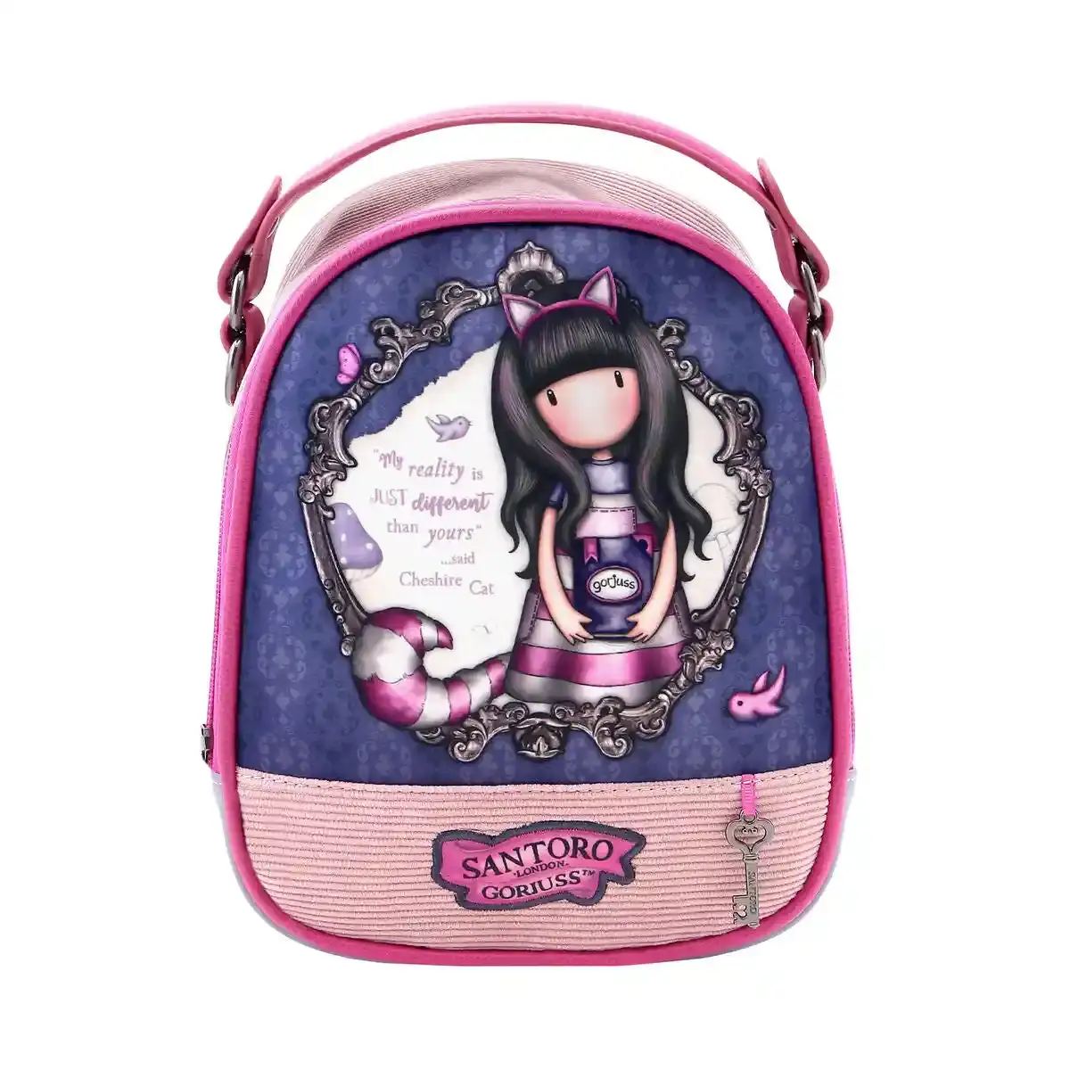 Sac à dos Gorjuss Cheshire chat Rose Mini Violet (18,8 x 22 x 10,2 cm). SUPERDISCOUNT FRANCE
