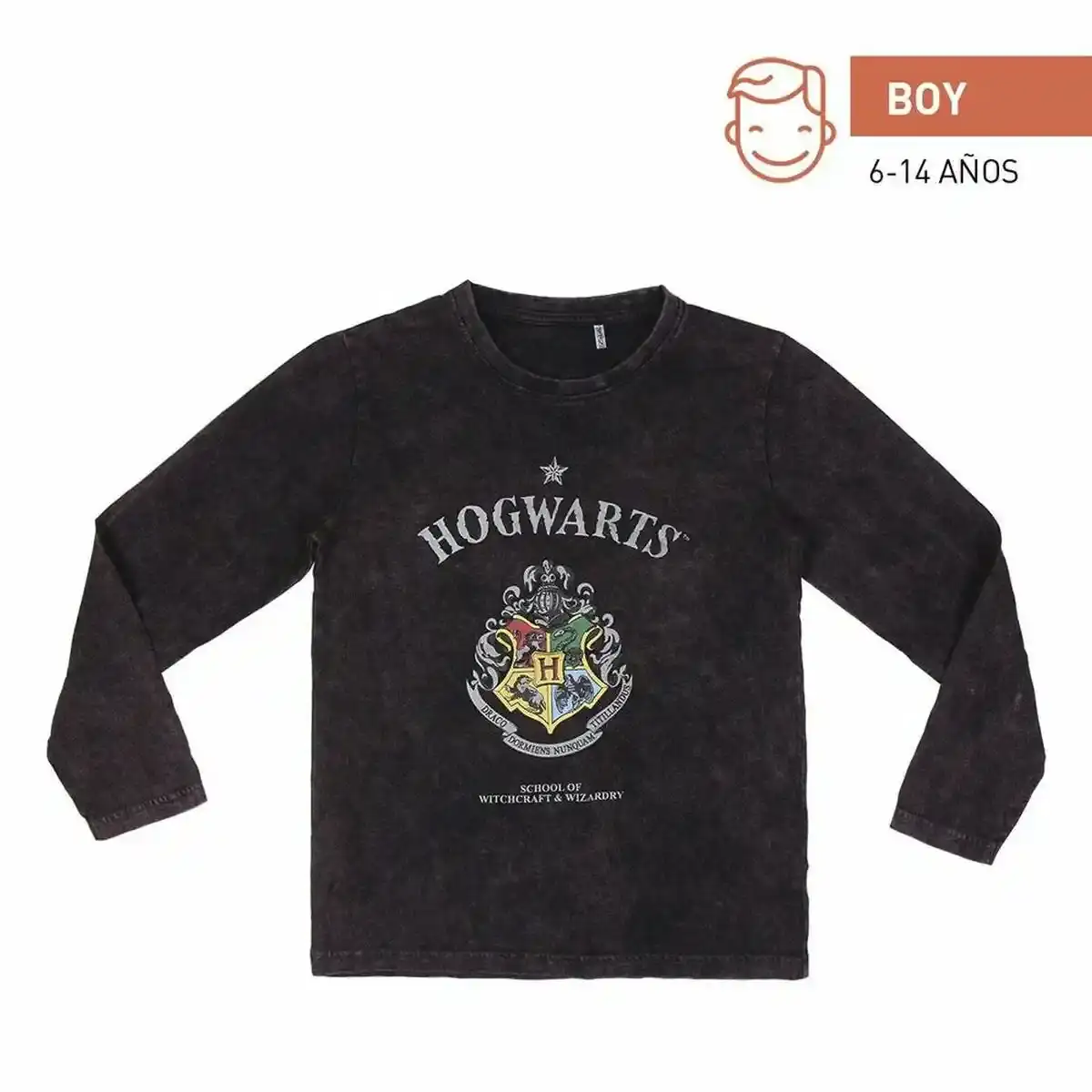 T-shirt manches longues enfant Harry Potter Gris foncé. SUPERDISCOUNT FRANCE