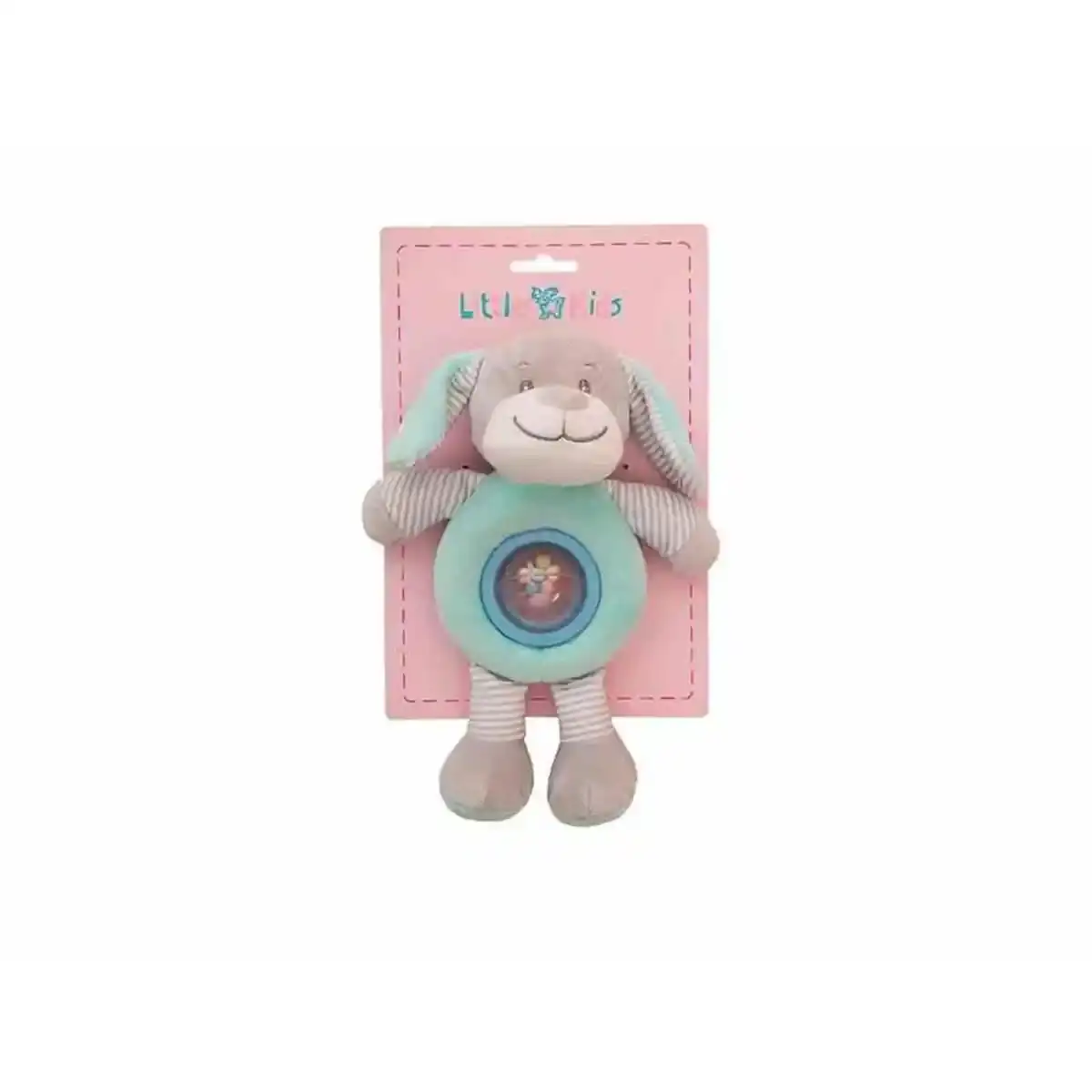 Hochet Peluche Chien Vert 25cm. SUPERDISCOUNT FRANCE