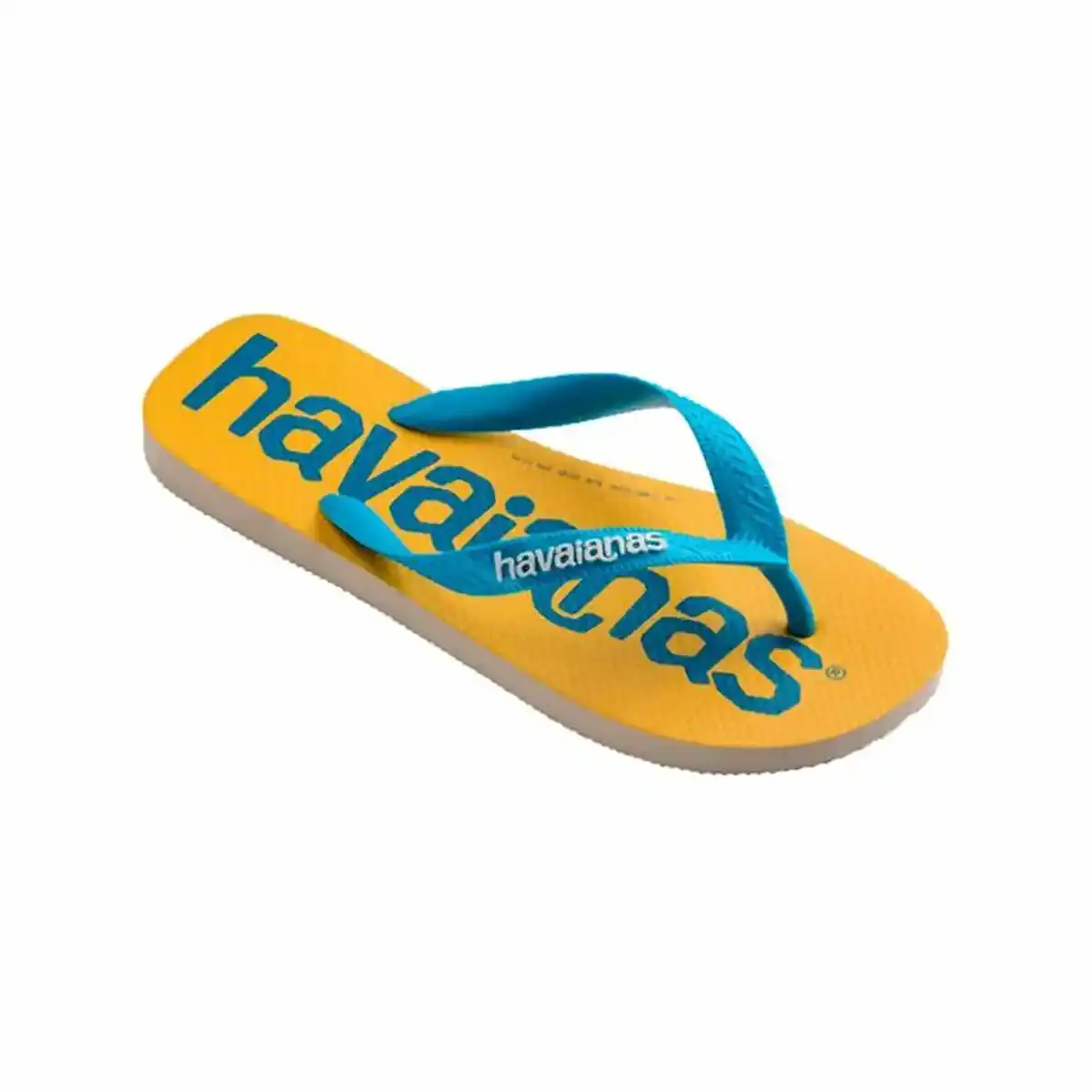 Tongs Femme Havaianas Top Logomania Bleu Jaune. SUPERDISCOUNT FRANCE