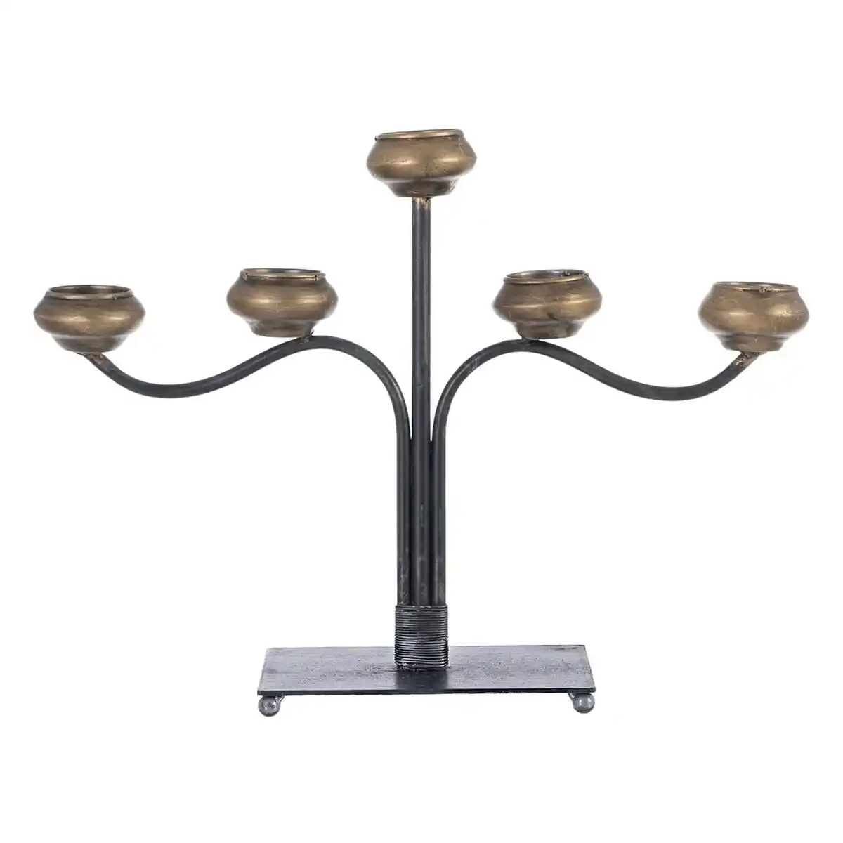 Bougeoir 41 x 12 x 30 5 cm metal dore noir_8981. DIAYTAR COTE D'IVOIRE - Où Choisir est une Célébration. Découvrez notre sélection de produits qui représentent la diversité et la joie du Côte d'Ivoire, à chaque étape de votre vie.