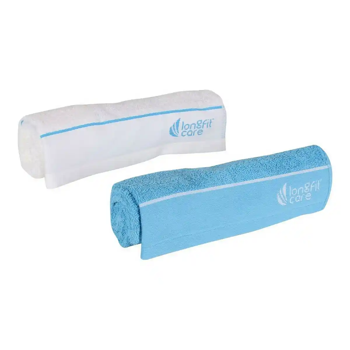 Serviette de bain LongFit Care Bleu / Blanc 2 Unités (33 x 100 cm). SUPERDISCOUNT FRANCE