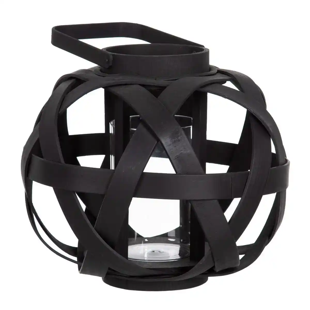 Bougeoir Lanterne Bambou Noir 30 x 30 x 26 cm. SUPERDISCOUNT FRANCE