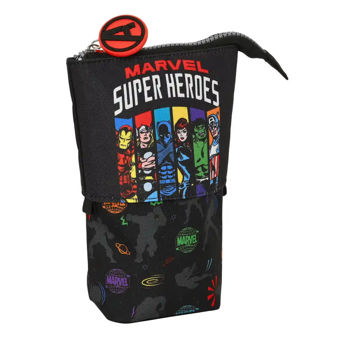 Trousse Porte-crayon The Avengers Super héros Noir (8 x 19 x 6 cm). SUPERDISCOUNT FRANCE