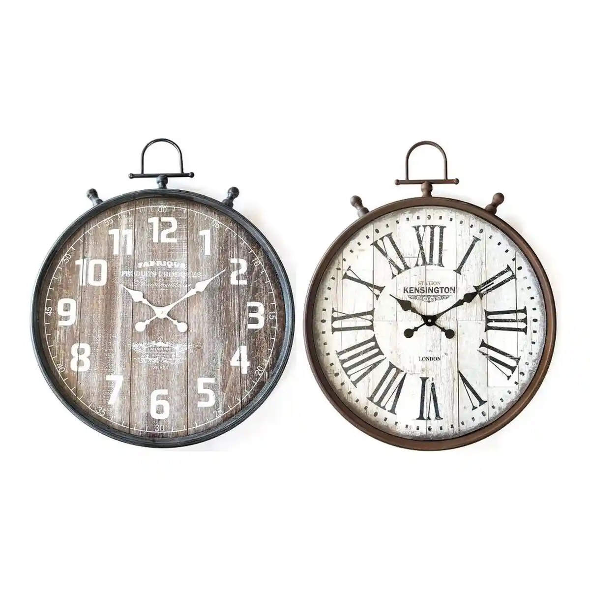 Horloge murale dkd home decor 60 x 6 x 75 cm cristal blanc gris fonce fer mdf bois 2 unites _9314. DIAYTAR COTE D'IVOIRE - L'Univers de l'Élégance Accessible. Plongez dans notre catalogue et choisissez des produits qui allient sophistication et accessibilité pour un shopping exquis.