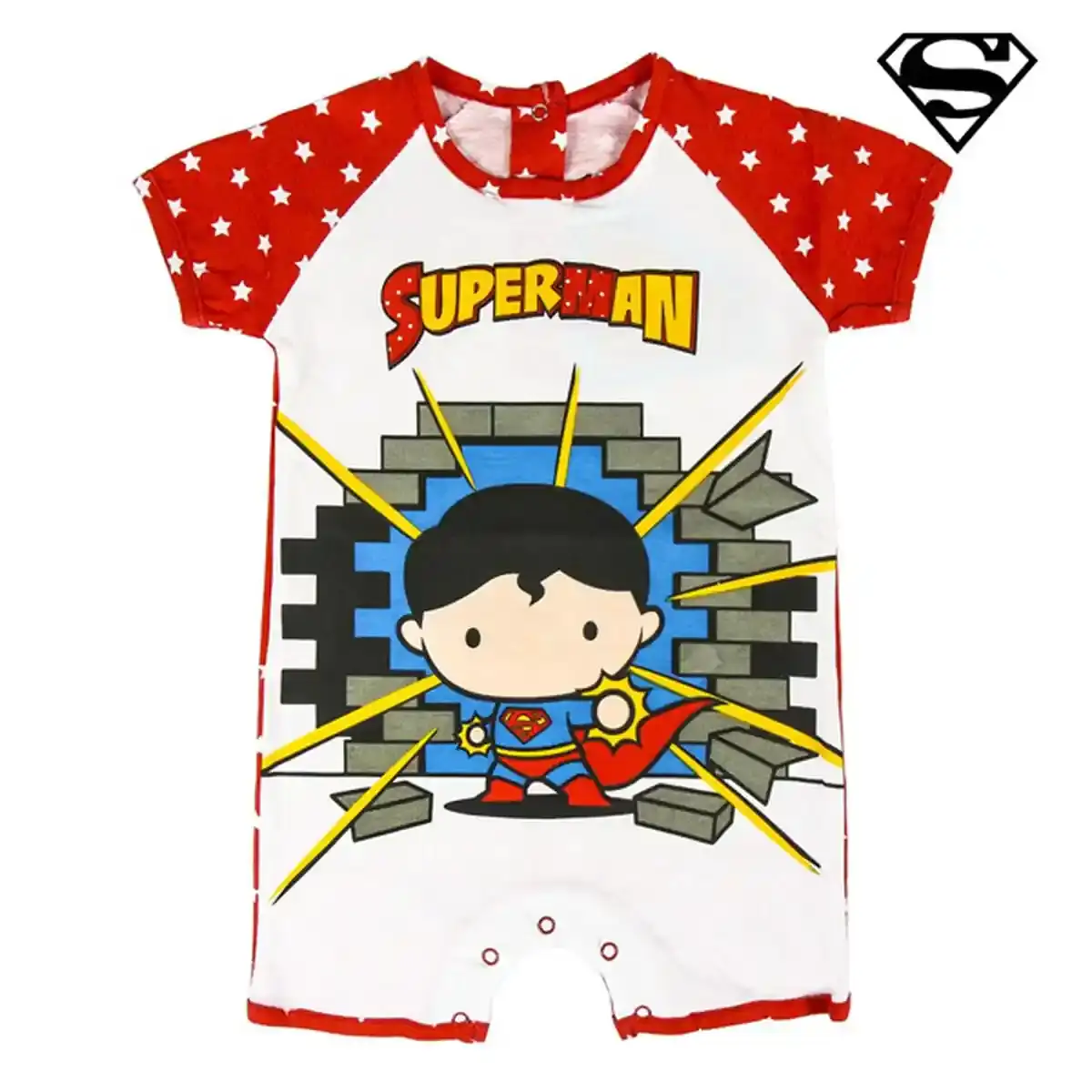 Barboteuse a manches courtes pour bebe superman 74403_3375. DIAYTAR COTE D'IVOIRE - Où Choisir est une Célébration de l'Artisanat Local. Découvrez notre boutique en ligne et choisissez des produits qui incarnent la passion des artisans sénégalais.