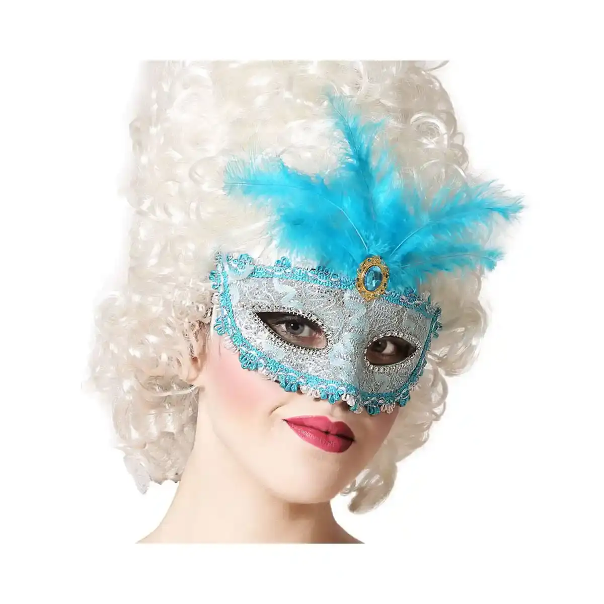 Masque plume pour les yeux bleu 17 x 17 cm_7779. DIAYTAR COTE D'IVOIRE - Votre Destination Shopping Authentique. Explorez notre boutique en ligne et découvrez des trésors qui reflètent l'âme du Côte d'Ivoire, pour une expérience shopping unique.