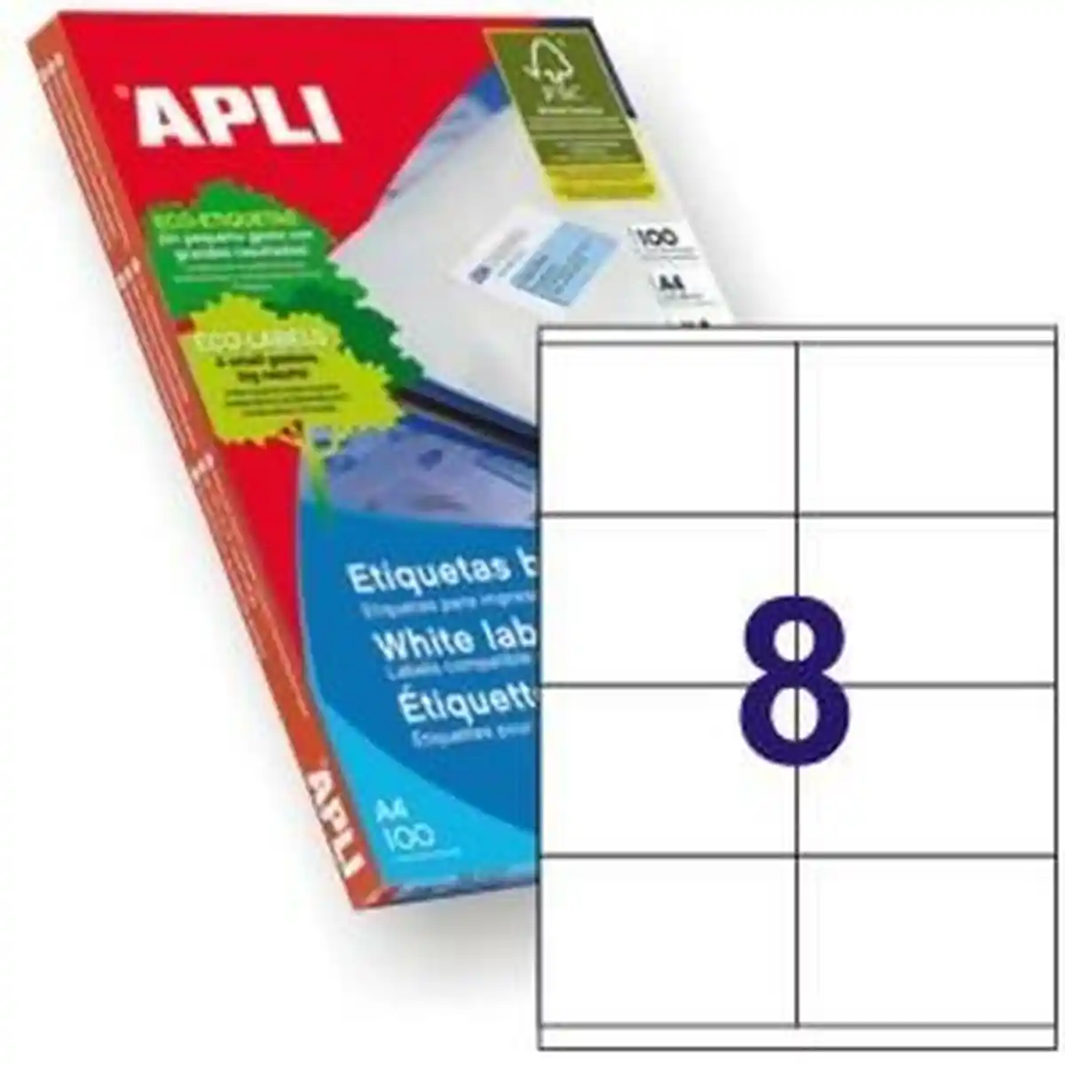 Adhésifs/Étiquettes Apli 581292 100 Feuilles 105 x 70 mm. SUPERDISCOUNT FRANCE