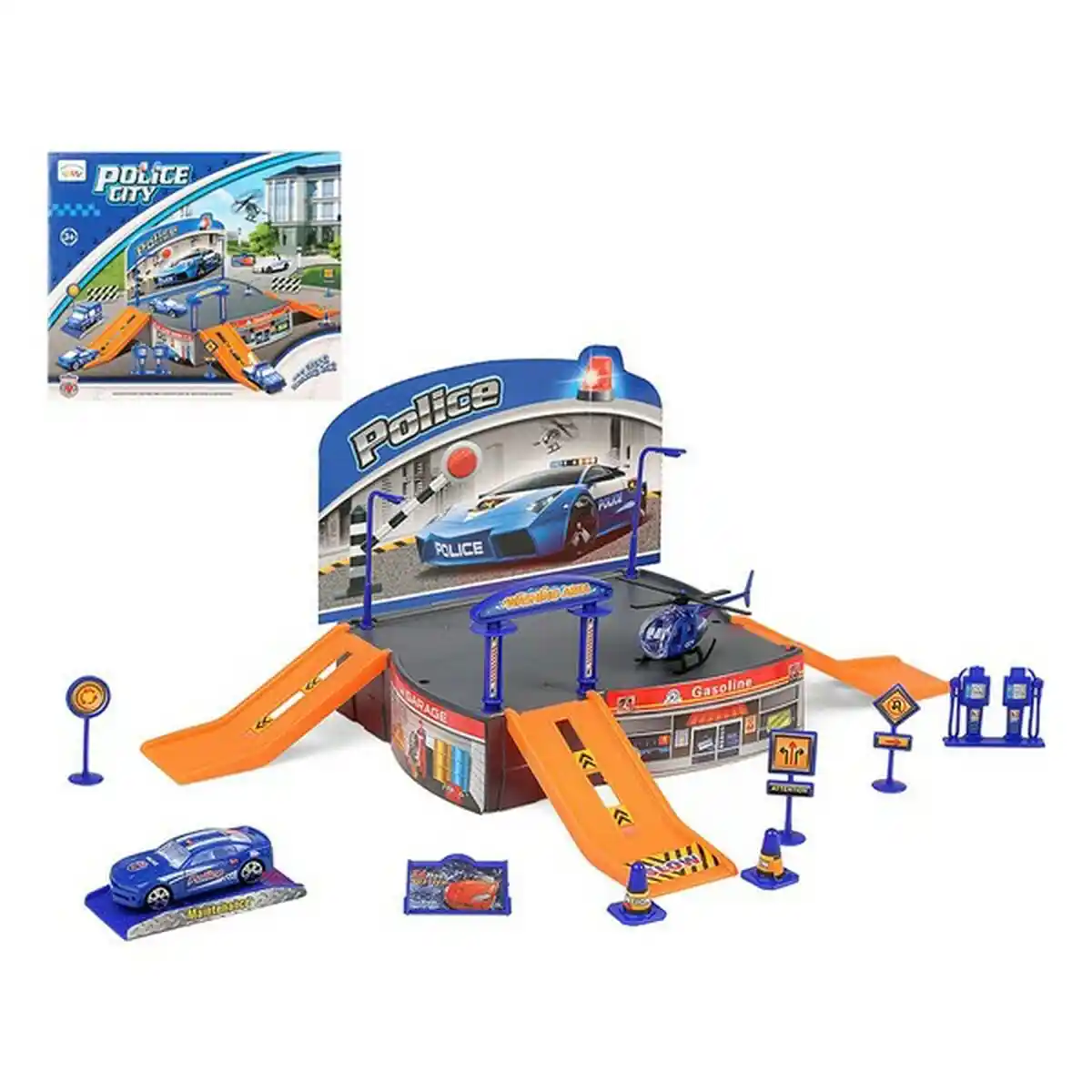 Piste avec Rampes Police 113531 Bleu. SUPERDISCOUNT FRANCE