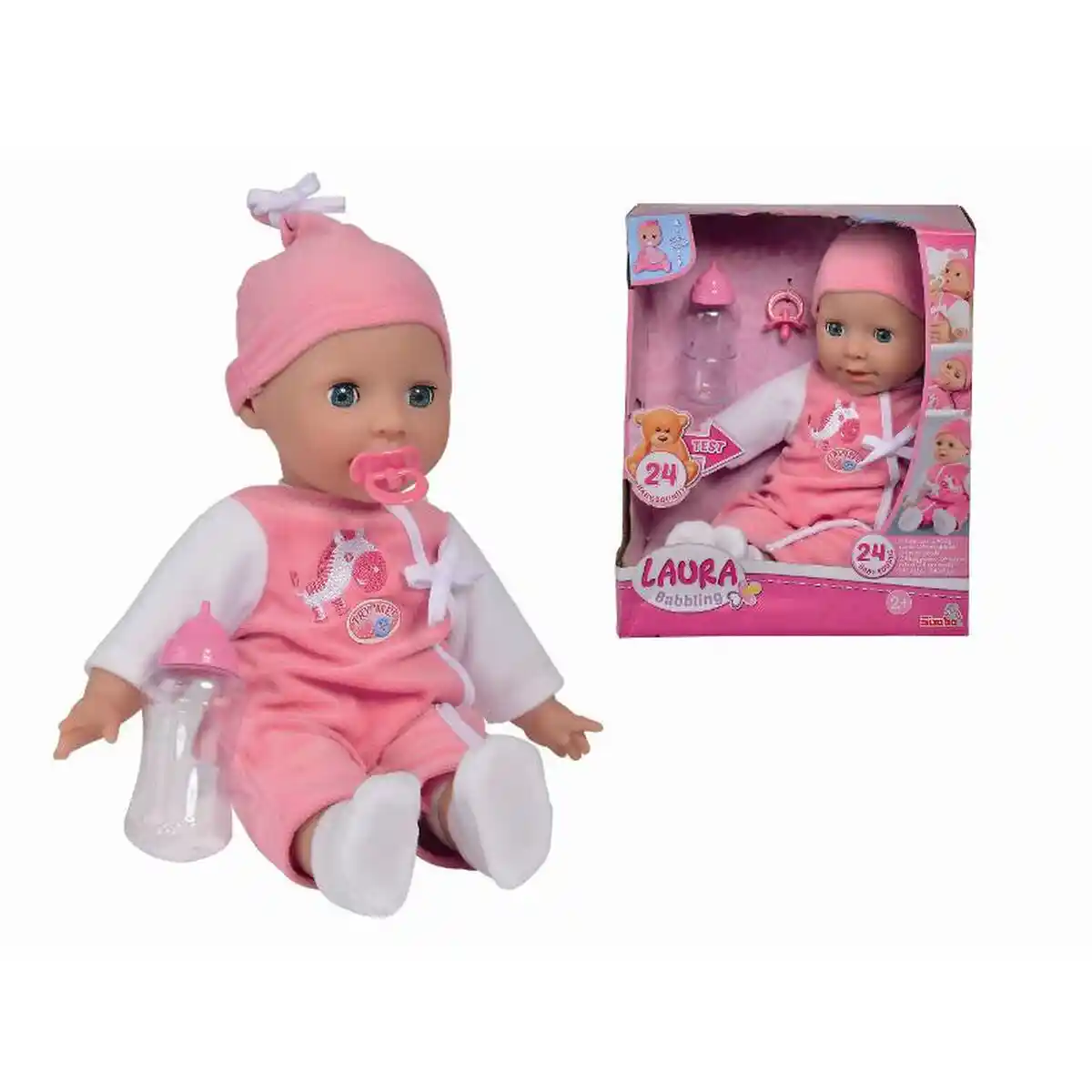 Poupée bébé avec accessoires Smoby Laura Talking Baby 38 cm + 2 ans. SUPERDISCOUNT FRANCE