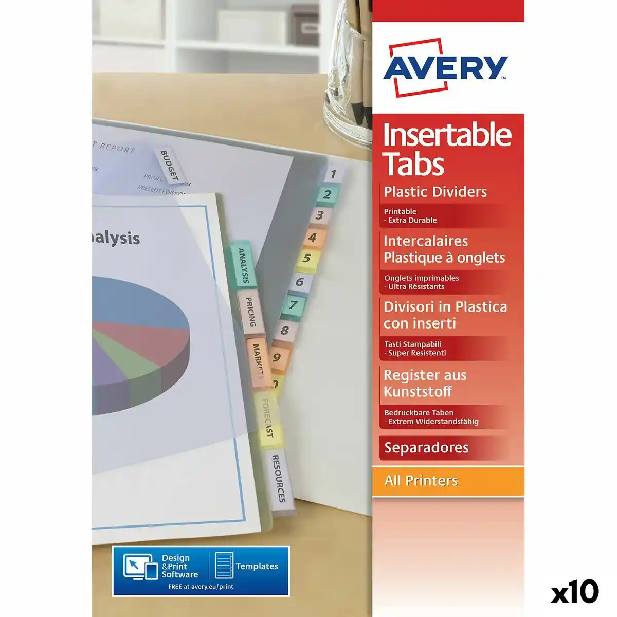 Séparateurs Avery Transparent A4 12 Feuilles (10Unités). SUPERDISCOUNT FRANCE