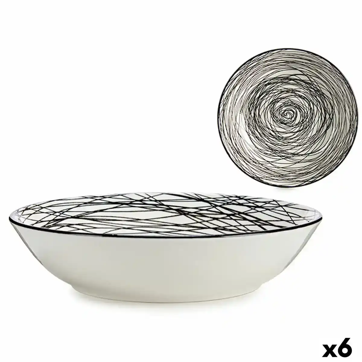 Assiette creuse stripes porcelaine noir blanc 6 unites 20 x 4 7_9101. DIAYTAR COTE D'IVOIRE - Là où Chaque Produit a son Propre Éclat. Explorez notre boutique en ligne et trouvez des articles qui ajoutent de la brillance à votre quotidien.