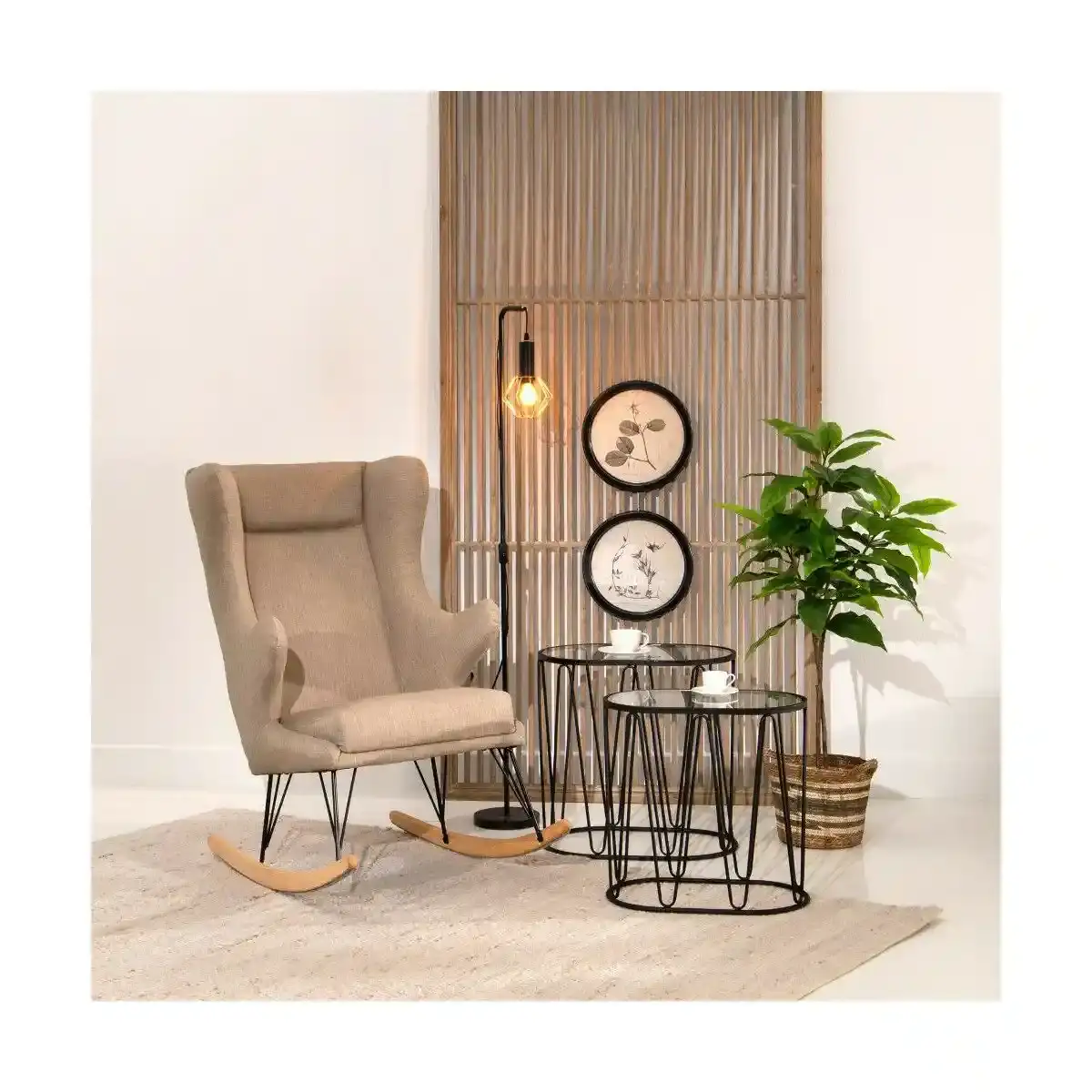 Rocking chair 70 x 91 x 109 cm tissu synthetique bois_7574. Bienvenue chez DIAYTAR COTE D'IVOIRE - Où Chaque Article Est une Découverte. Naviguez à travers nos offres et laissez-vous surprendre par des trésors cachés qui enrichiront votre vie.