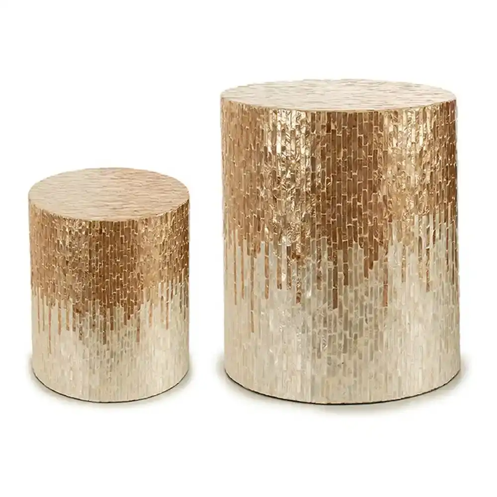 Tabouret argent dore nacre dm 40 x 46 x 40 cm _6407. DIAYTAR COTE D'IVOIRE - L'Univers de l'Élégance Accessible. Plongez dans notre catalogue et choisissez des produits qui allient sophistication et accessibilité pour un shopping exquis.