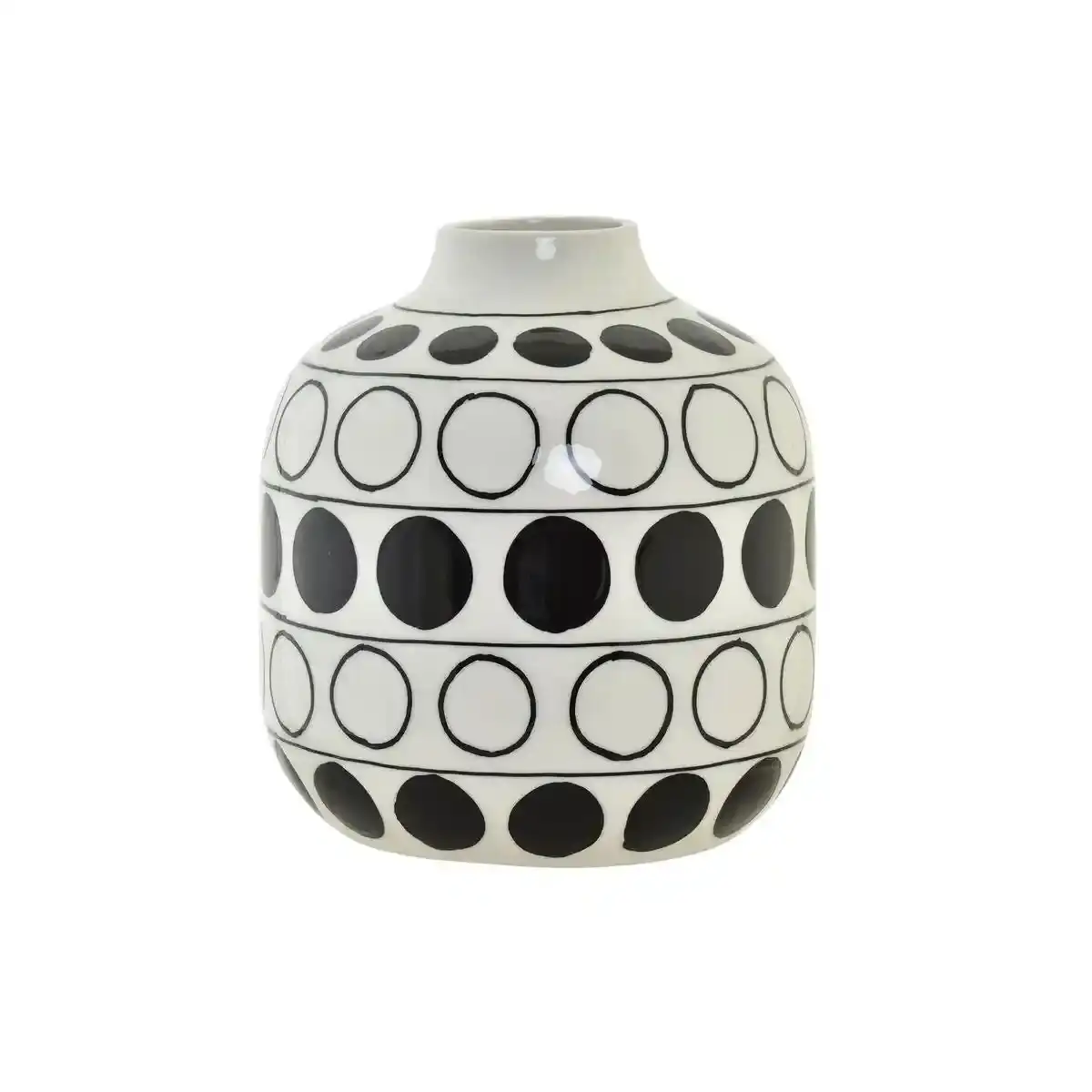 Vase dkd home decor porcelaine noir blanc cercles modernes 16 x_8726. Entrez dans l'Univers de DIAYTAR COTE D'IVOIRE - Où Chaque Produit a son Histoire. Explorez notre catalogue et découvrez des trésors qui racontent la riche culture du Côte d'Ivoire.