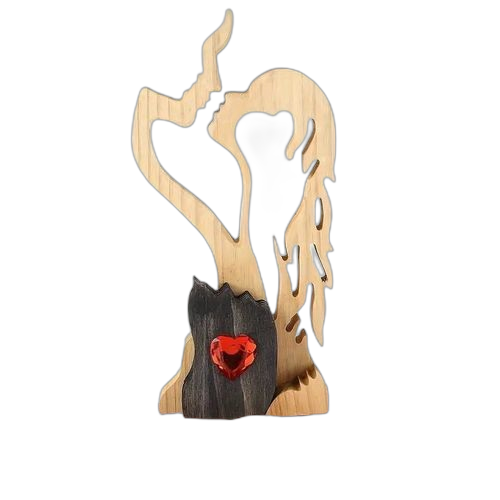 1 pièce d'amour éternel, ornements en bois, sculpture de bureau, statue de couple s'embrassant