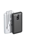 10000mah power banks 4 câbles très mince de charge intégrés noir/blanc