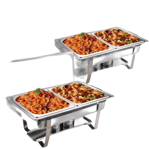 2 compartiments chaffing dish buffet réchaud chauffe plat à bougie chafing dish