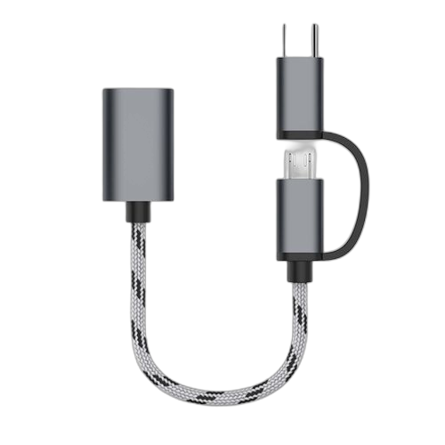 2 en 1 adaptateurotg type c et câble micro usb vers adaptateur usb 3.0 otg pour type c gris