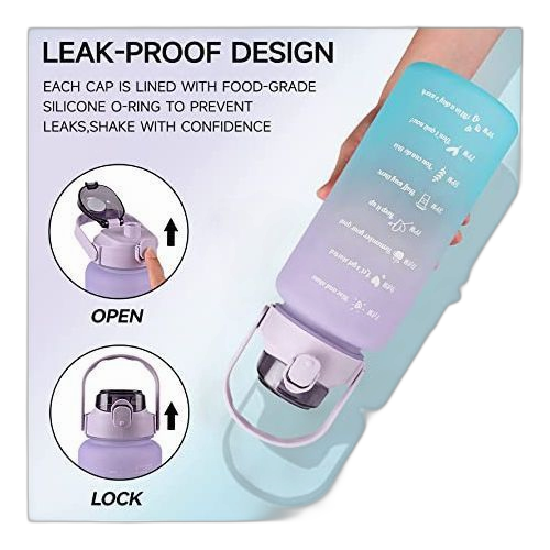 2l grande capacité temps marqueur bouteille d'eau pipette tasse haute température