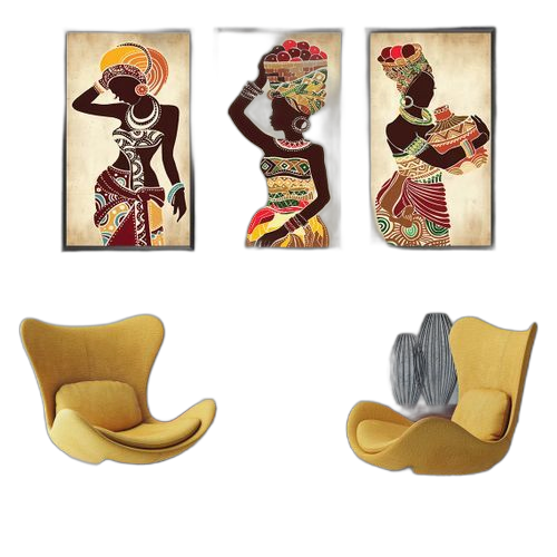 3pcs peinture sur toile de femme noire africaine, peinture suspendue de décoration murale vintage