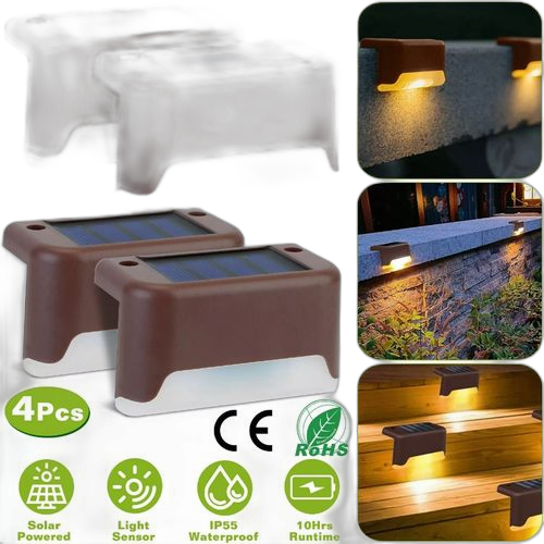 4 pcs/ensemble solaire lumière led pont chemin jardin patio passerelle escalier étape clôture lumière extérieure