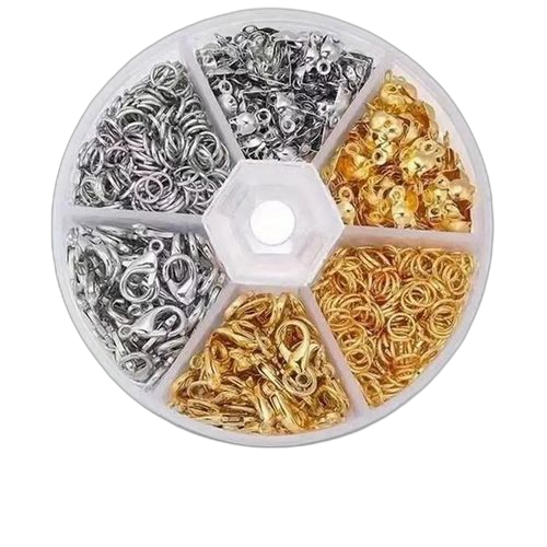 460 pièces de bijoux fabriqués avec fermoirs mousquetons avec boîte en plastique