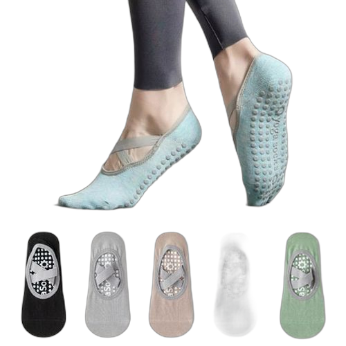 5 paires de chaussettes de yoga pilates antidérapantes pour femmes, respirantes